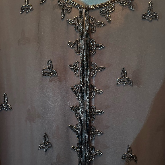 Black Chiffon beaded jacket, size 3x (wears more like a 2x) worn once - Picture 4 of 4